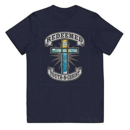 Redeemed youth n Christ Youth jersey t-shirt To God be The Glory Creations Navy XS
