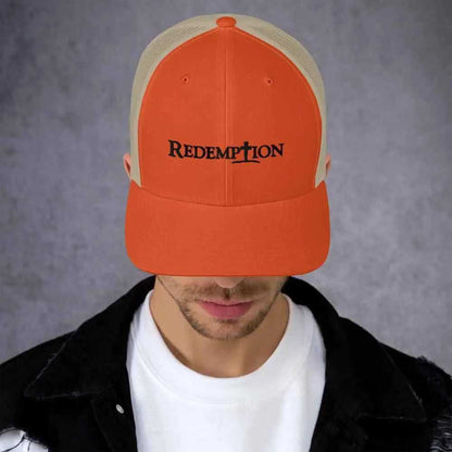 Redemption Trucker Cap religious unisex To God be The Glory Creations Rustic Orange/ Khaki