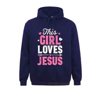 This Girl Loves Jesus Hoodie Heavy To God be The Glory Creations Navy L