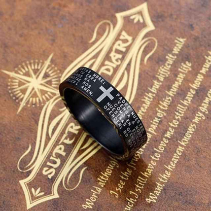 Titanium Steel Bible Verse Cross Jesus Ring To God be The Glory Creations 10 Black