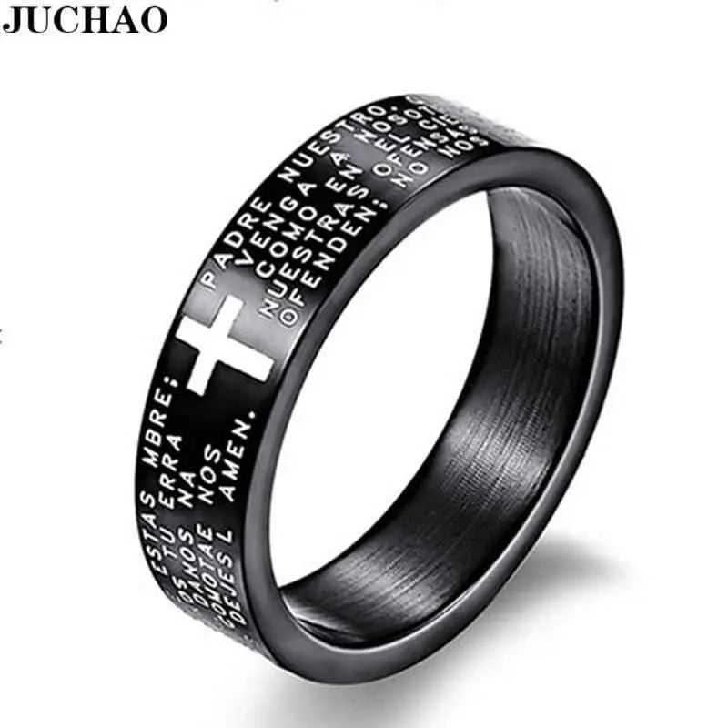 Titanium Steel Bible Verse Cross Jesus Ring To God be The Glory Creations