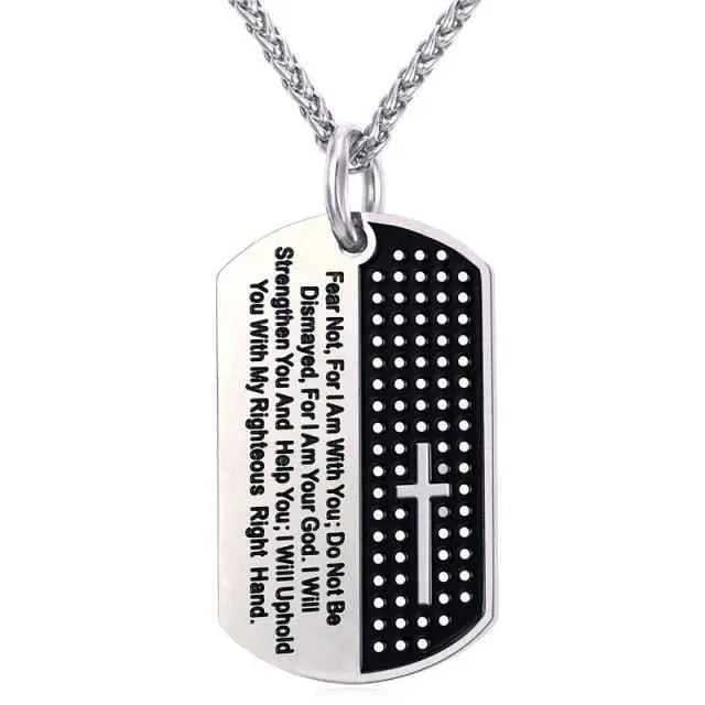 Stainless Steel Men Cross Dog Tag Prayer To God be The Glory Creations 316L Stainless Steel