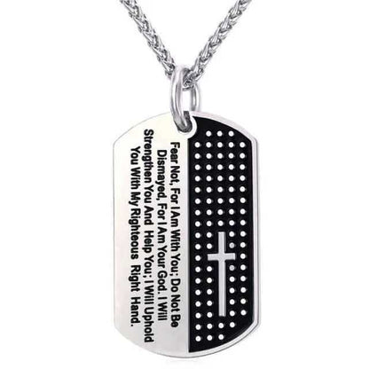 Stainless Steel Men Cross Dog Tag Prayer To God be The Glory Creations 316L Stainless Steel