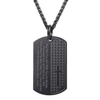 Stainless Steel Men Cross Dog Tag Prayer To God be The Glory Creations Black Gun Plated