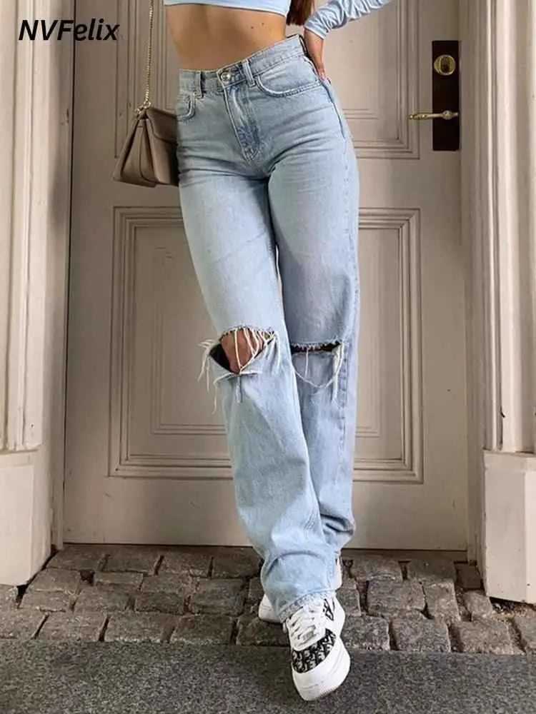 high waist ripped wide leg jeans To God be The Glory Creations