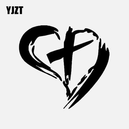Cross With Heart Vinyl Decal Car Sticker Christ Christian To God be The Glory Creations